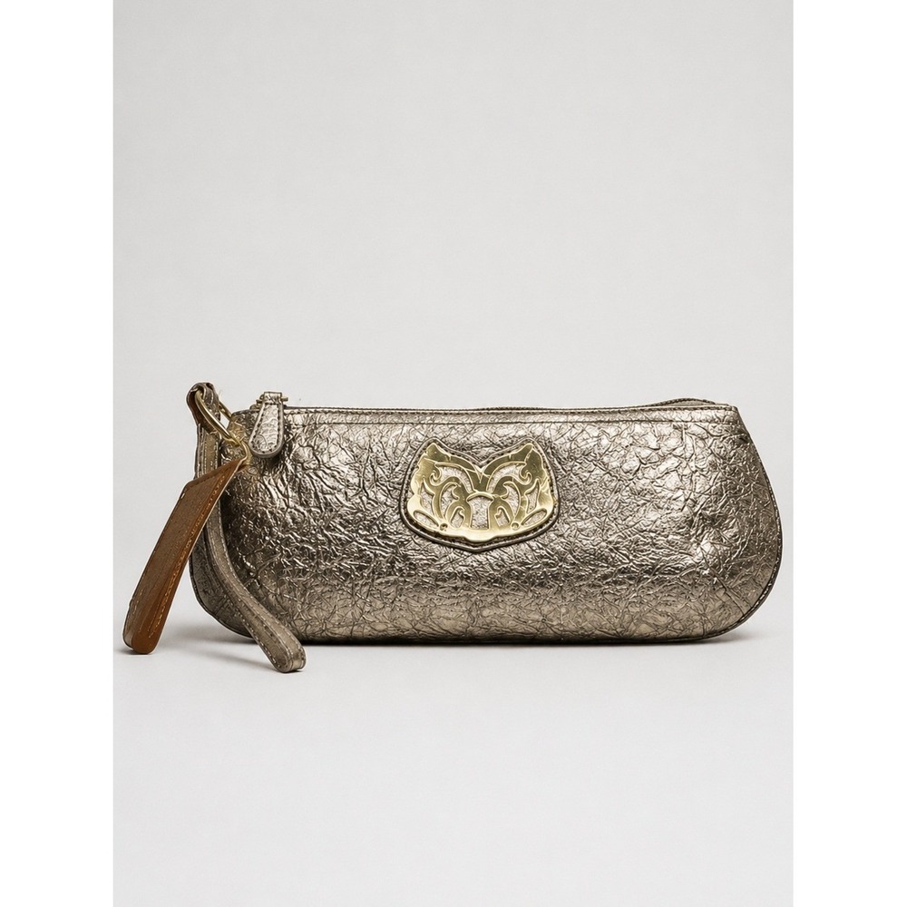 Carlos by Carlos Santana Y2K Crinkle Wristlet Clutch Metallic Gold Old Money NIB